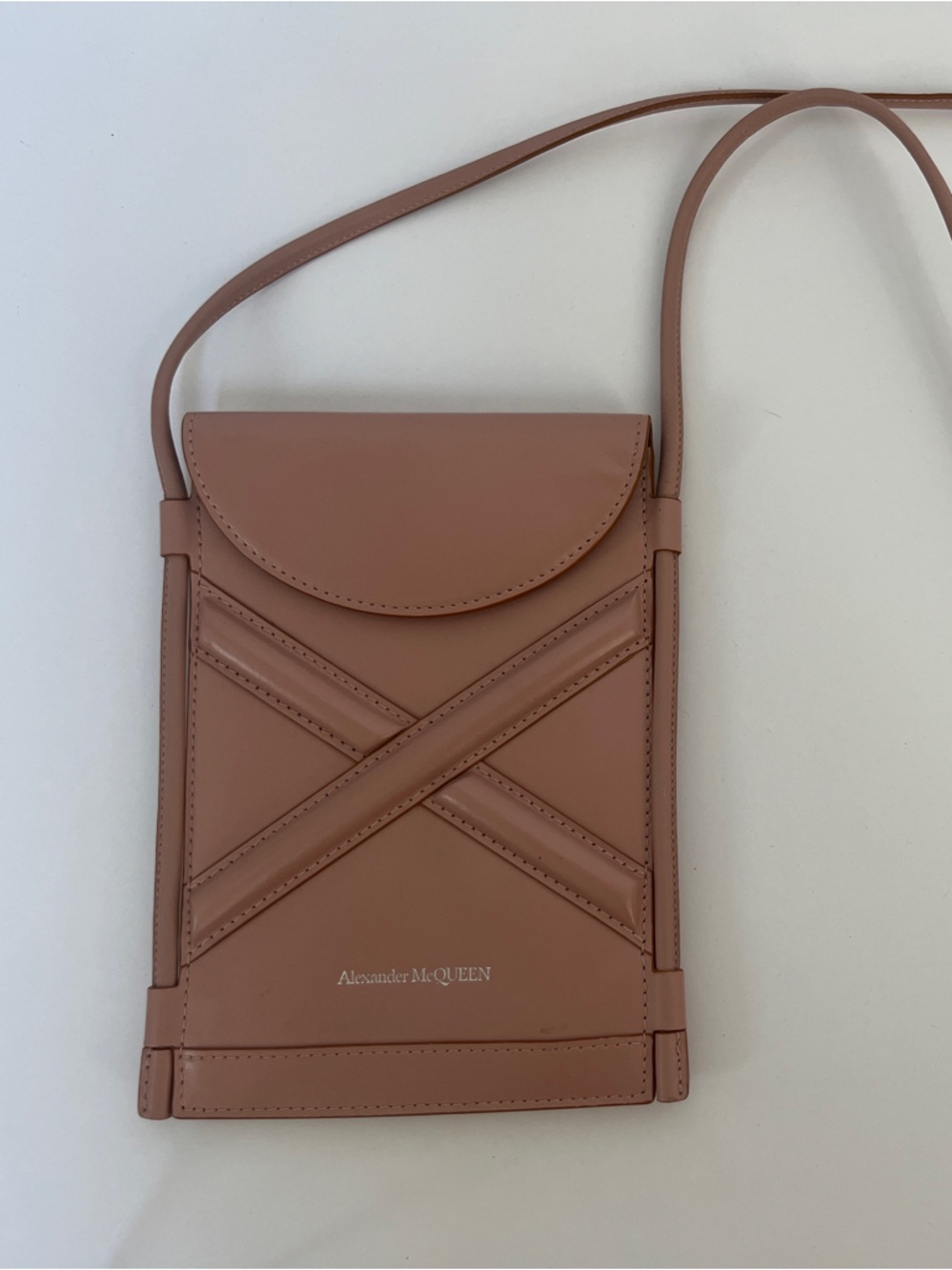 Alexander McQueen Small Crossbody Phone Bag in Dusty Pink